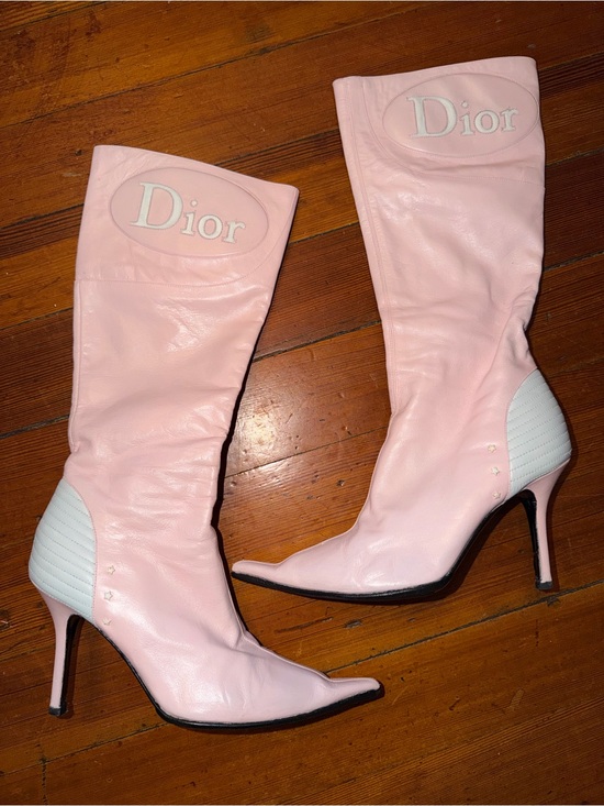 Dior Shoes - Vintage 2000 Galliano for Dior Baby Pink Leather PointedToe MidCalf Heeled Boots